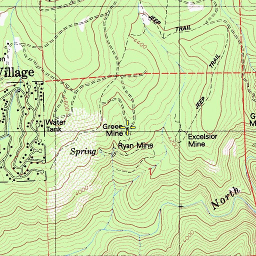 Topographic Map of Green Mine, CA