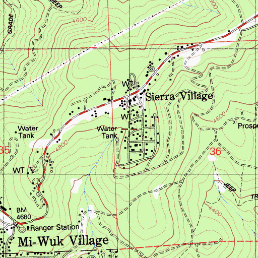 Topographic Map of Sierra Village, CA