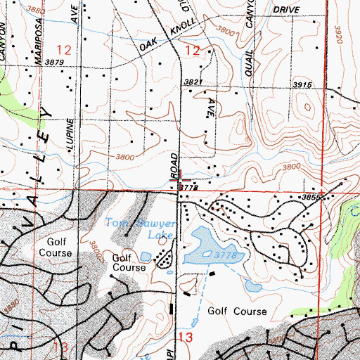Topographic Map of Hall Ranch, CA
