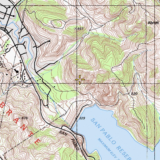 Topographic Map of Kennedy Grove Regional Recreation Area, CA