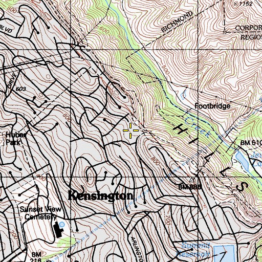 Topographic Map of Kensington Elementary School, CA