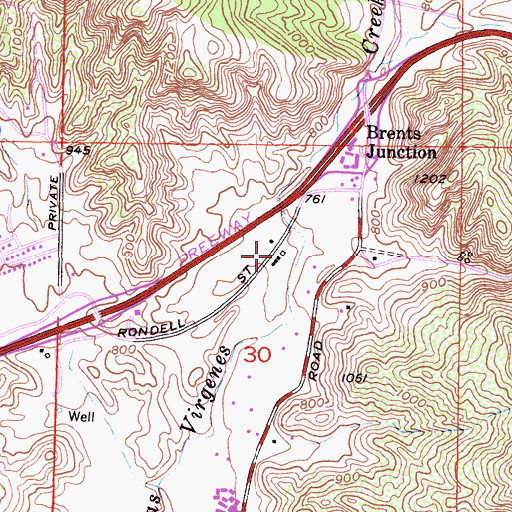 Topographic Map of Gebil Ranch, CA
