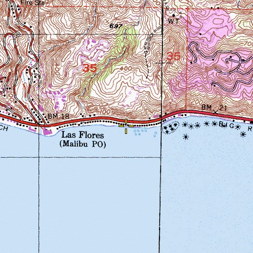 Topographic Map of Las Flores Ranch, CA