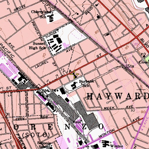 Topographic Map of Bethel Assembly of God Church, CA