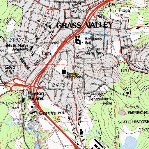 Topographic Map of Grace Lutheran Church, CA