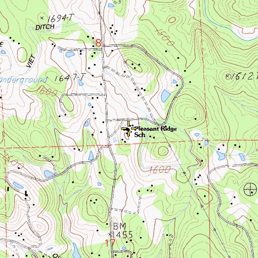 Topographic Map of Pleasant Ridge Charter School, CA