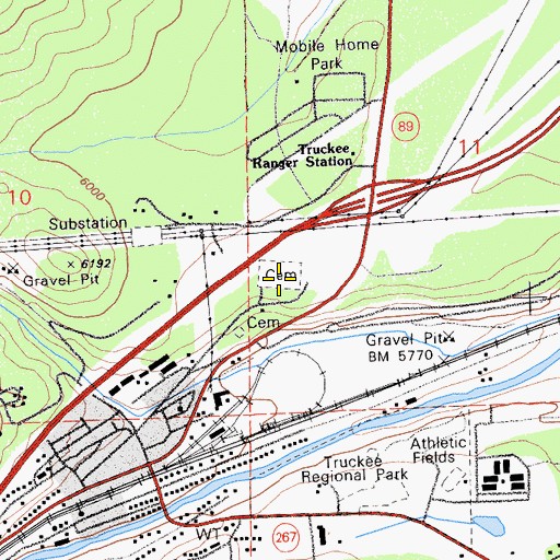 Topographic Map of Truckee Cemetery, CA