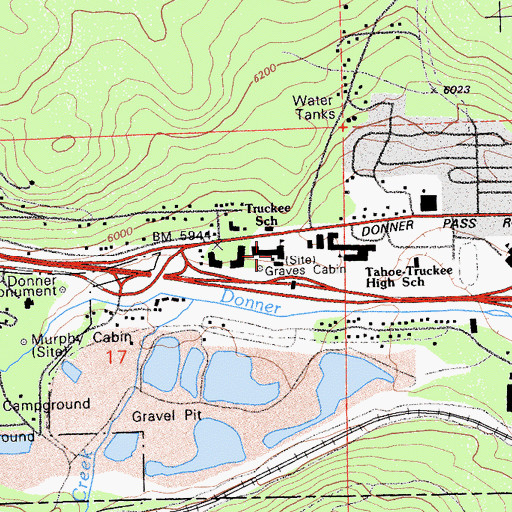 Topographic Map of Truckee Elementary School, CA