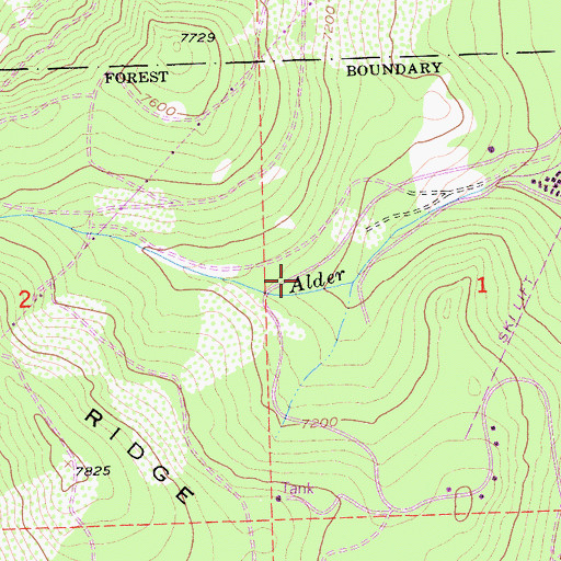 Topographic Map of Upper Alder Creek Picnic Area, CA