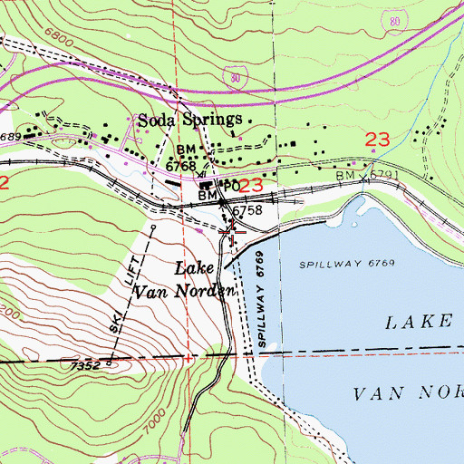 Topographic Map of Van Norden Campground, CA