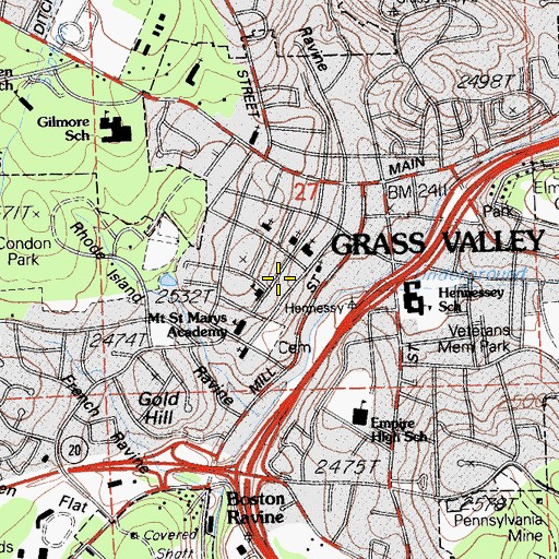 Topographic Map of W G Jones Memorial Hospital (historical), CA