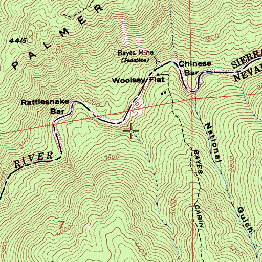 Topographic Map of Woolsey Cabin (historical), CA