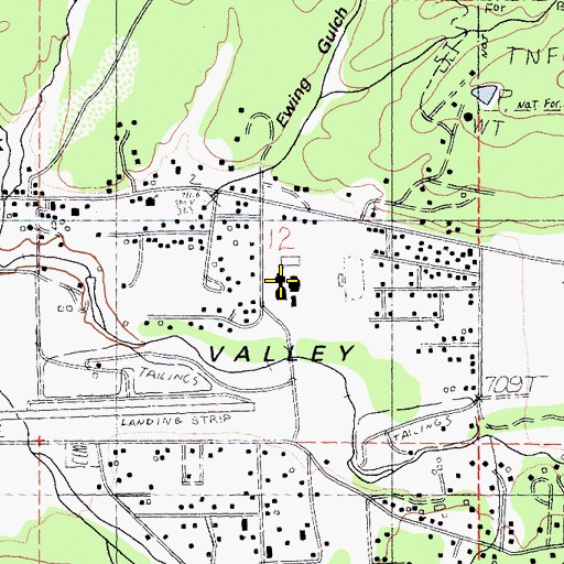 Topographic Map of Hayfork High School, CA