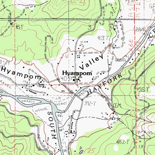 Topographic Map of Hyampom Elementary School, CA