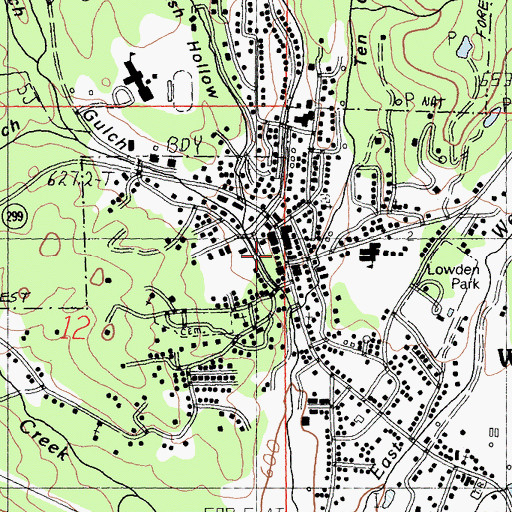 Topographic Map of Weaverville Historic District, CA
