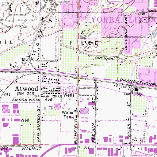 Topographic Map of Richfields, CA