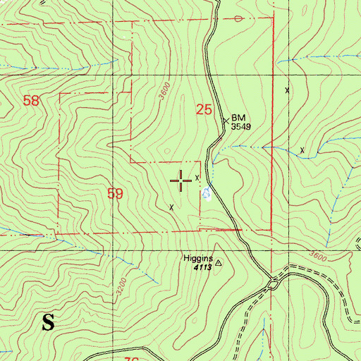 Topographic Map of Higgins Mine, CA