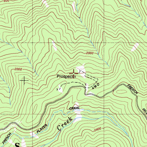 Topographic Map of Zinc Saddle Mine, CA