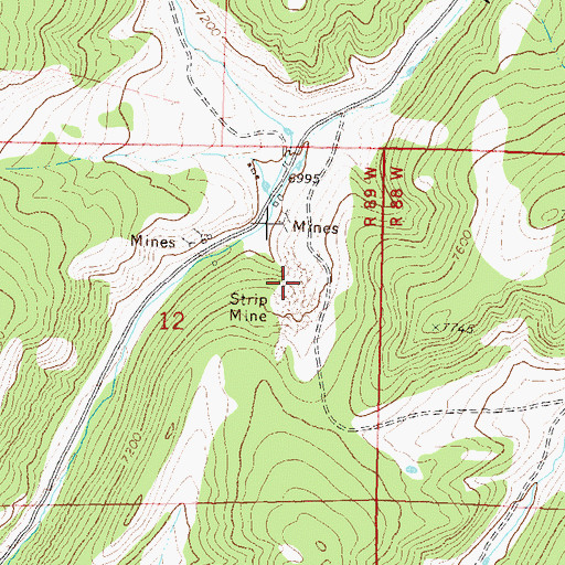 Topographic Map of Rice Mine, CO