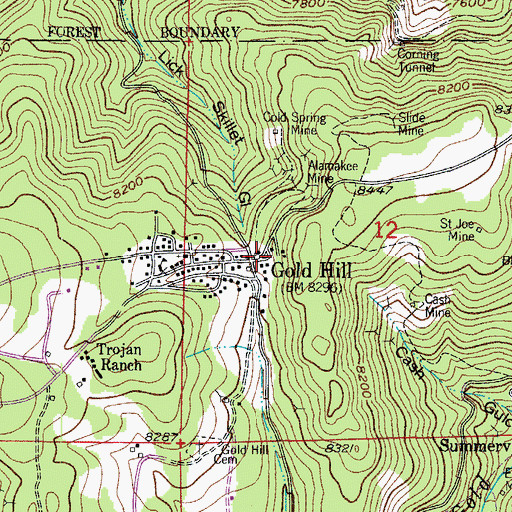 Topographic Map of Arrowhead Mine, CO