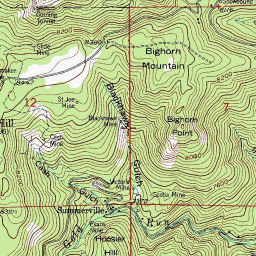 Topographic Map of Big Horn Mine, CO