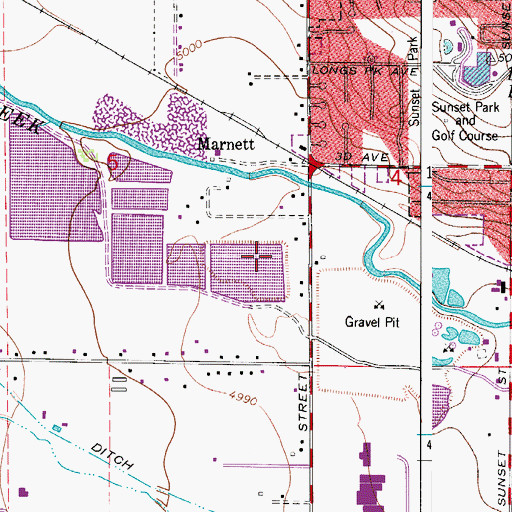 Topographic Map of Marnette Pit, CO