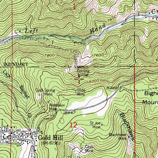 Topographic Map of Klondike Mine, CO