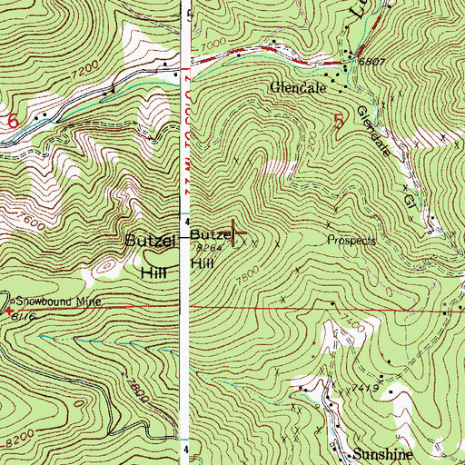 Topographic Map of Tillie Botzel Mine, CO