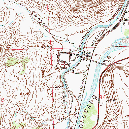 Topographic Map of Cameo Number One Mine, CO