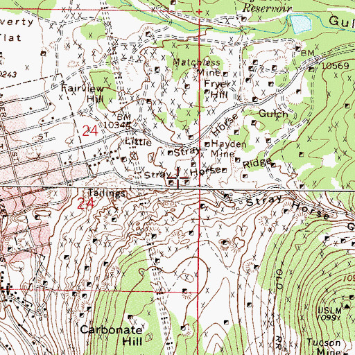 Topographic Map of Adams Shaft, CO