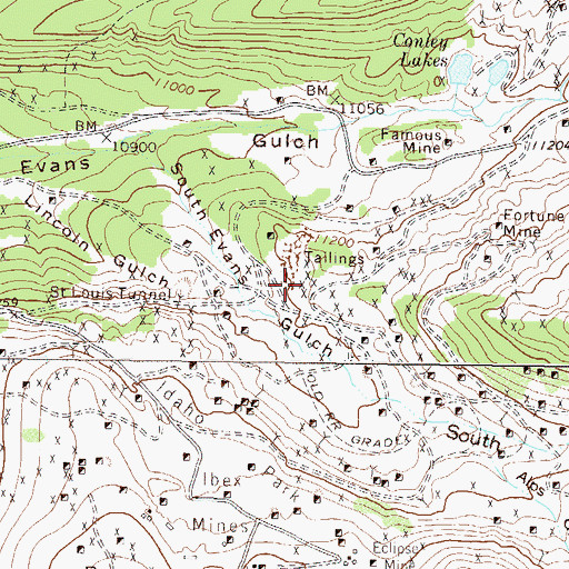 Topographic Map of Cloverleaf Mine, CO