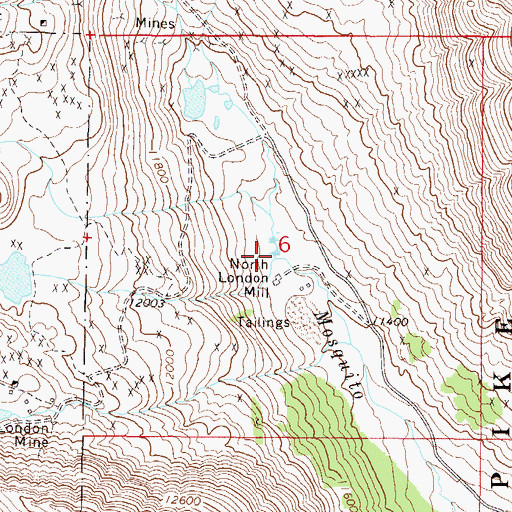 Topographic Map of Joe Dandy Mine, CO