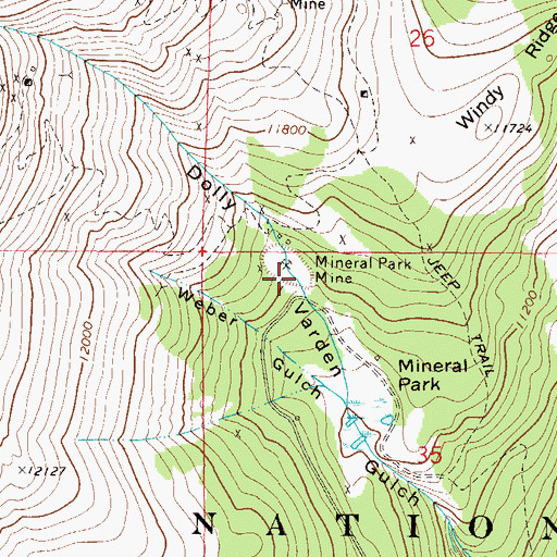 Topographic Map of McCoy Shaft Mine, CO