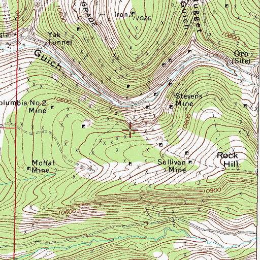 Topographic Map of Dodridge Mine, CO