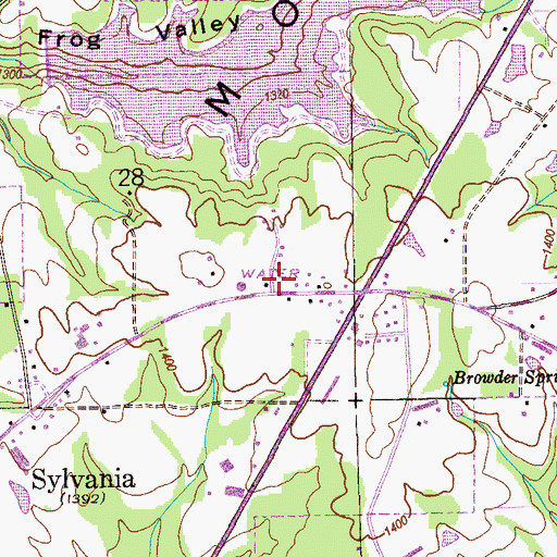 Topographic Map of Sylvania Post Office, AL
