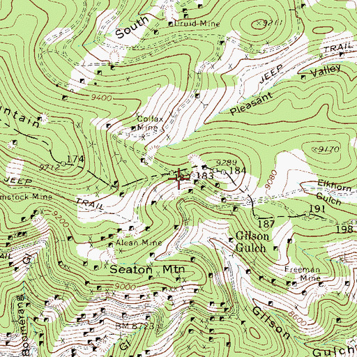 Topographic Map of Sun and Moon Mine, CO