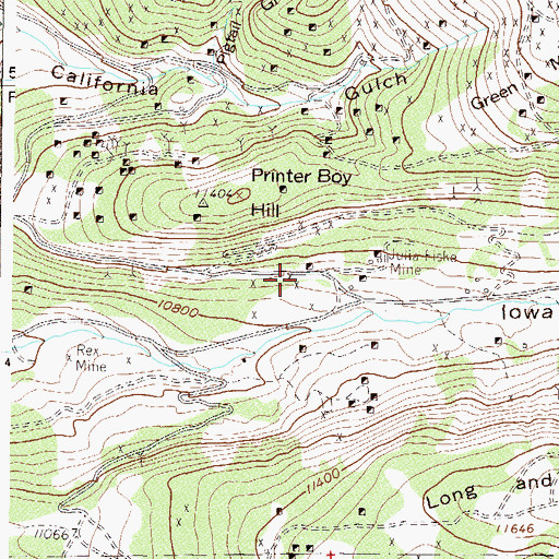 Topographic Map of Reveille Mine, CO