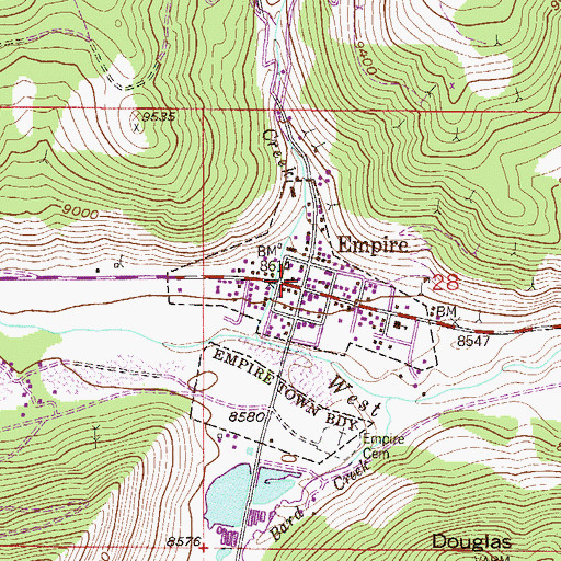 Topographic Map of Golden Empire Mine, CO