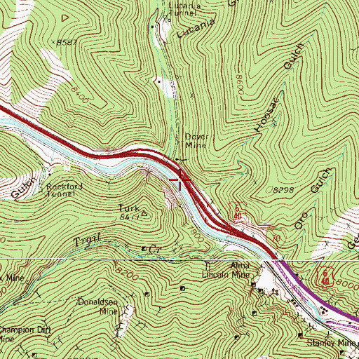 Topographic Map of Alpha Mine, CO