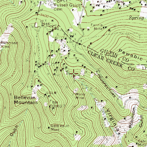 Topographic Map of Clarissa Mine, CO