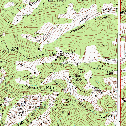 Topographic Map of De Lessers Mine, CO