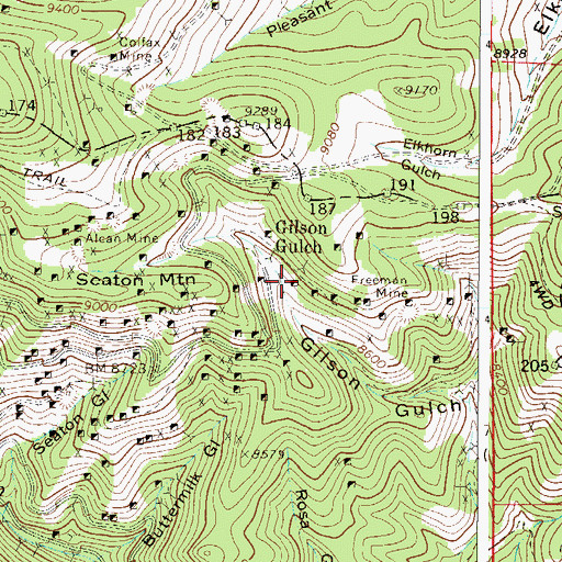 Topographic Map of Franklin Shaft Number Seventy-three Mine, CO