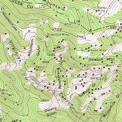 Topographic Map of Hayes Tunnel Mine, CO