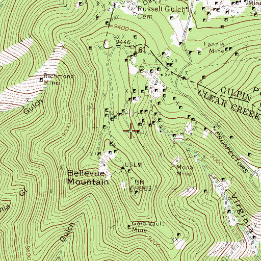 Topographic Map of Phillips Shaft Mine, CO