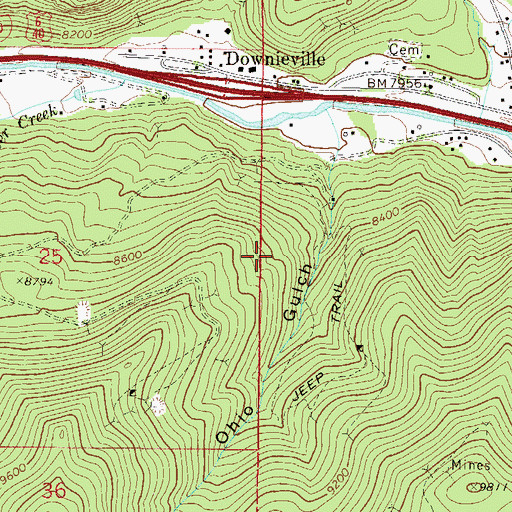 Topographic Map of Range Line Tunnel Mine, CO