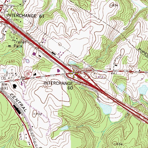 Topographic Map of Exit 60, GA