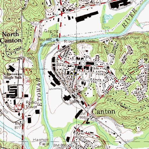 Topographic Map of Canton High School (historical), GA