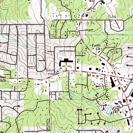 Topographic Map of Cherokee Commons Shopping Center, GA