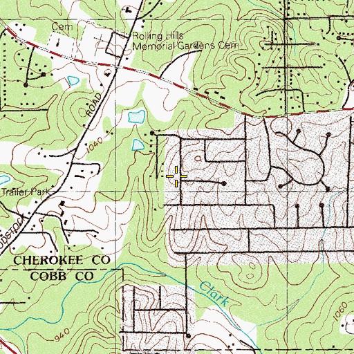 Topographic Map of Etowah Church, GA