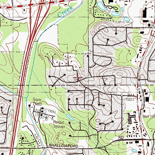 Topographic Map of Ridgewood Estates, GA